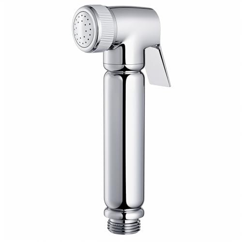 Design WC-Handbrause aus massivem Messing, Chrom – Taharat Set mit G1/2” Ventil, passend für WC- und Bidet-Armaturen von Wunderbad