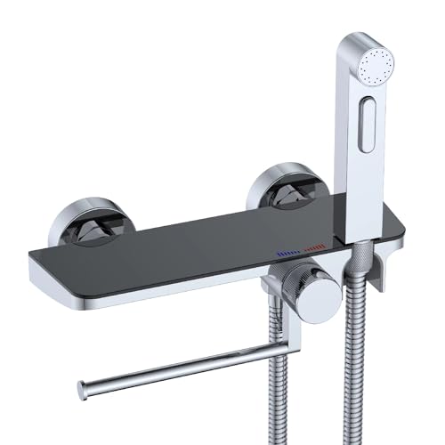 Design WC/Bidet Handbrause mit Ablage und Rollenhalter Komplett Set mit Mischer Aufputz mit G1/2" Ventil, Integrierte Ablagefläche und Papierrollenhalter Design WC/Bidet Handbrause mit Ablage und Rollenhalter Komplett Set mit Mischer Aufputz mit G1/2" Ventil, Integrierte Ablagefläche und Papierrollenhalter von Wunderbad