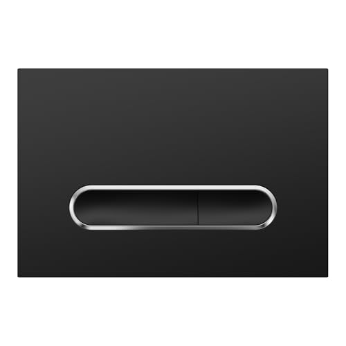Drückerplatte Schwarz Matt mit Chrom-Umrandung – Kompatibel mit Geberit Sigma, Delta & Basic UP-Spülkästen (Schwarz Matt) von Wunderbad