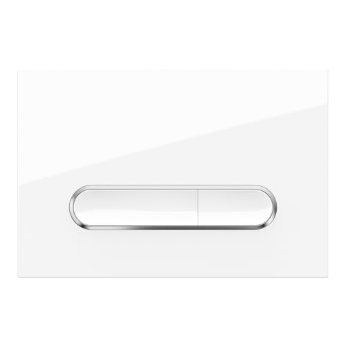 Drückerplatte Schwarz Matt mit Chrom-Umrandung – Kompatibel mit Geberit Sigma, Delta & Basic UP-Spülkästen (Weiß) von Wunderbad