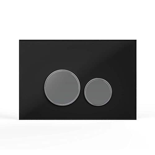 Drückerplatte aus Glas Schwarz Kompatibel zu Geberit Duofix Sigma (UP 320), Betätigungsplatte für 2 Mengenspülung von Wunderbad