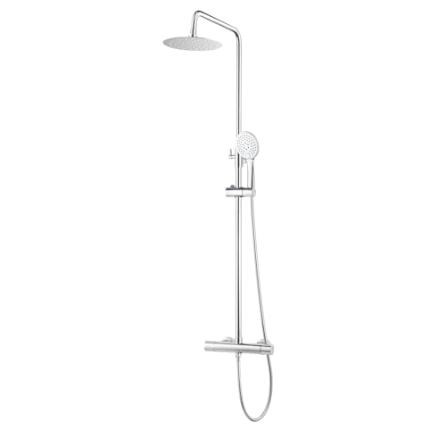 Duschsäule Thermostat Highline Pro inkl. Regendusche und Handbrause Chrom | Komplettset Duschsystem Regendusche aus rostfreiem Edelstahl 3 Funktionen | Duschsystem mit Duschkopf von Wunderbad