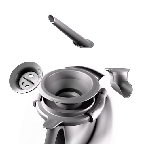 Wundermix - Trichtix® 4er-Set Multifunktionstrichter für Thermomix TM6 & TM5 • Klappbarer Silikon-Trichter mit Eitrenner, Gewürzrutsche, Dampfumleitung & Spezialtrichter • Hitzebeständig & BPA-frei von Wundermix