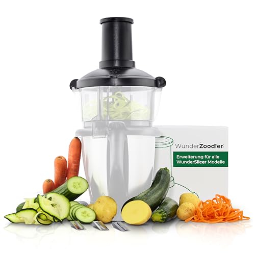 Wundermix - WunderZoodler® • Spiralschneider-Erweiterung für WunderSlicer • Kompatibel mit Thermomix TM5 & TM6 und Monsieur Cuisine MC Trend & MC Connect • Zoodles Maker von Wundermix