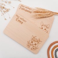 Frühstücksbrett Personalisiert Für Mädchen, Kinder Mit Waldtieren Als Kindergeschenk Zur Geburt Oder Werdende Eltern von Wunderstueckchen