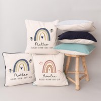 Geburtskissen, Kissen Geburt, Regenbogen, Babygeschenke Baby Personalisiert, Birth Pillow von Wundertextil