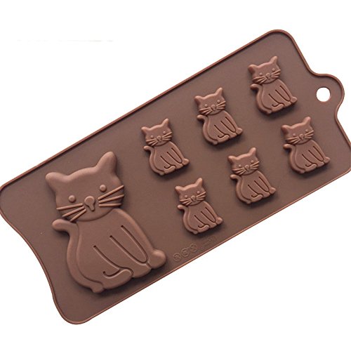 Wunhope 1 Pcs Mould 3D Silikon DIY Dekorieren Schokolade Antihaftbeschichtung DIY Fondant Backform Zuckerform Seifenform 7Pcs Süße Katze von Wunhope