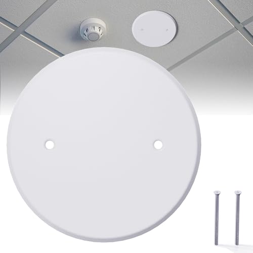 Deckenabdeckplatte, 12,7 cm, runde Steckdosenabdeckung für 8,9 cm Elektrokasten, Metall-Abdeckplatte für Rauchmelder, Wandleuchte, Lochabstand 7,1 cm, Weiß, 1 Stück von Wuno Shop