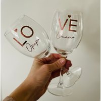 Personalisierte Weingläser Valentinstag Liebe Mit Namen Love 2 Stück Glas Weinglas von WunschFilz