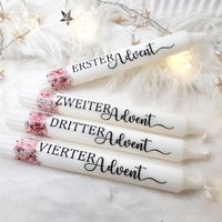 stabkerzen-Set Advent | Kerzen Mit Spruch Adventskranz & Weihnachtsdeko Goldene von WunschkreationShop