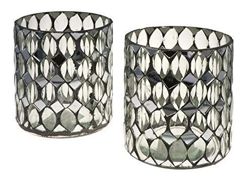 Nona RAJA 2018-9x10cm - 2er Set - Mosaik Teelichtglas Teelichtgläser Kerzenglas Kerzengläser Mosaikglas orientalisch Vintage von Wuona Objects