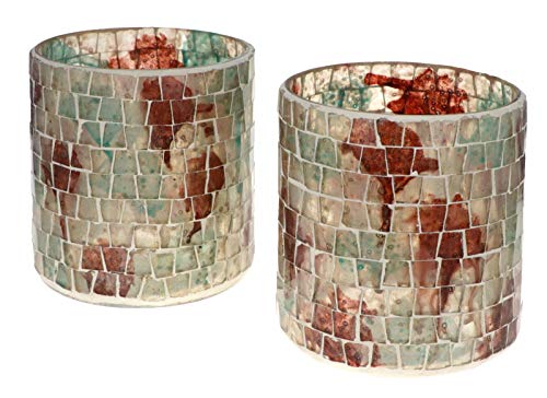 Nona RAJA 2695-9x10cm - 2er Set - Mosaik Teelichtglas Teelichtgläser Kerzenglas Kerzengläser Mosaikglas orientalisch Vintage von Wuona Objects