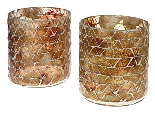 Nona RAJA 2956-9x10cm - 2er Set - Mosaik Teelichtglas Teelichtgläser Kerzenglas Kerzengläser Mosaikglas orientalisch Vintage von Wuona Objects