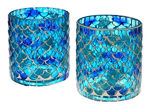 Nona RAJA 2959-9x10cm - 2er Set - Mosaik Teelichtglas Teelichtgläser Kerzenglas Kerzengläser Mosaikglas orientalisch Vintage von Wuona Objects