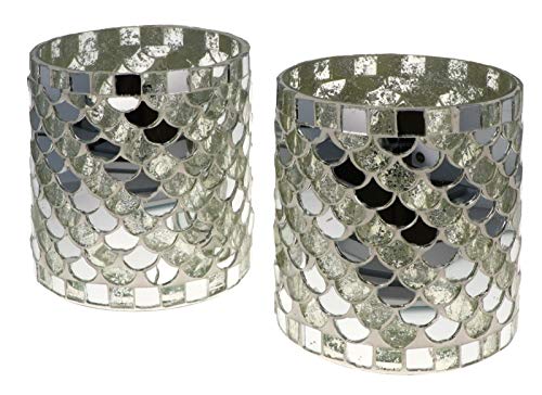 Nona RAJA 2961-9x10cm - 2er Set - Mosaik Teelichtglas Teelichtgläser Kerzenglas Kerzengläser Mosaikglas orientalisch Vintage von Wuona Objects