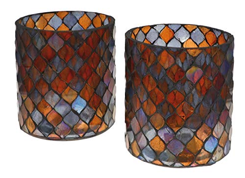 Nona RAJA 2962-9x10cm - 2er Set - Mosaik Teelichtglas Teelichtgläser Kerzenglas Kerzengläser Mosaikglas orientalisch Vintage von Wuona Objects