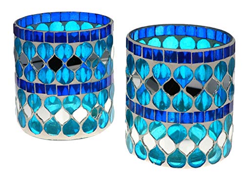 Nona RAJA 3017-9x10cm - 2er Set - Mosaik Teelichtglas Teelichtgläser Kerzenglas Kerzengläser Mosaikglas orientalisch Vintage von Wuona Objects