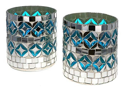 Nona RAJA 3020-9x10cm - 2er Set - Mosaik Teelichtglas Teelichtgläser Kerzenglas Kerzengläser Mosaikglas orientalisch Vintage von Wuona Objects