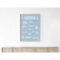 Poster "Sehenswürdigkeiten" in Wuppertal/Print, Bild, Plakat Illustration Schlicht, Minimalistisch, Scandi Format Din A3, A1 Poster "Sehenswürdigkeiten" in Wuppertal/Print, Bild, Plakat Illustration Schlicht, Minimalistisch, Scandi Format Din A3, A1 von Wupperschoen