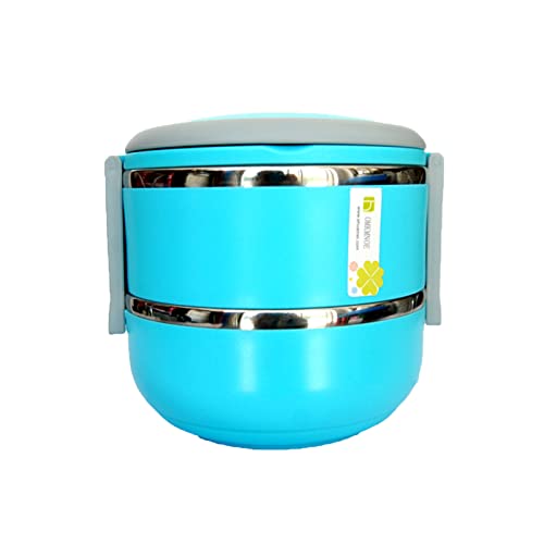 Wuqing Box Für Warmes Essen, Thermobehälter Lunchbox Edelstahl Isolierbehälter Gefäß Für Auslaufsicherer Warme Speißen Essen Behälter Box Mit 2 Ebenen,Blau von Wuqing