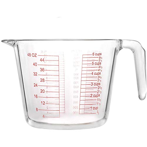 Messbecher Aus Glas(Bleifrei) 1,5 L, DL ML Cup Und OZ 4 Waagen Perfekt Zum Backen Und Kochen Milchbecher Gute Qualität Messkanne Rührbecher,Clear von Wuqing