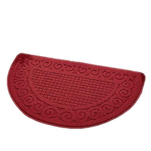 Wuqing Teppich Langlebig Halbrund Fußmatte Schmutzfangmatte, Pflegeleicht rutschfest Teppich Easy Clean Und Starke Durble 50X80cm,Rot,L von Wuqing