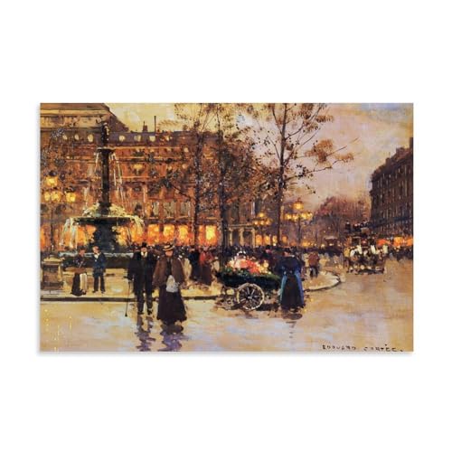 Edouard Cortes Painter Works (Place Du Theatre De La Comedie Francaise) gedruckte Poster Wandkunst Bild Gemälde Leinwand Drucke Kunstwerke Schlafzimmer Wohnzimmer Dekor 20 x 30 cm von WurBu