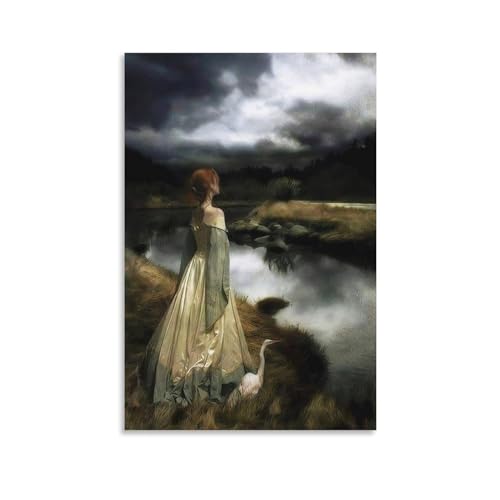 Edward Robert Hughes Malerwerke, "Flüstern im Wind", gedrucktes Poster, Gemälde auf Leinwand, Wandkunst, Rollbild, Druck, Wohnzimmer, Wände, Dekoration, Zuhause, 50 x 75 cm von WurBu