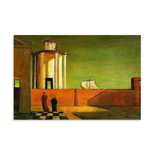 Giorgio De Chirico Surrealismus Painter Works《The Enigma of The Arrival And The Afternoon》Printed Post Picture Print Wall Art Painting Canvas Artworks Gift Idea Room Aesthetic 16x24inch(40x60cm) von WurBu