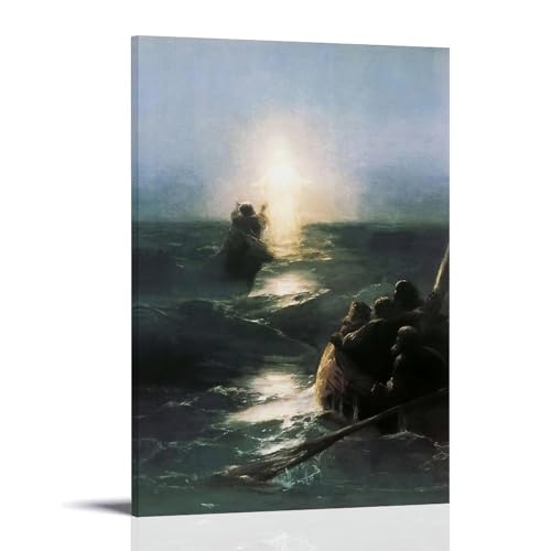 Ivan Aivazovsky Malerwerke, Jesus geht auf Wasser, Poster, Geschenke, Leinwandbild, Wandkunst, dekoratives Bild, Drucke, moderne Dekoration, 40 x 60 cm von WurBu
