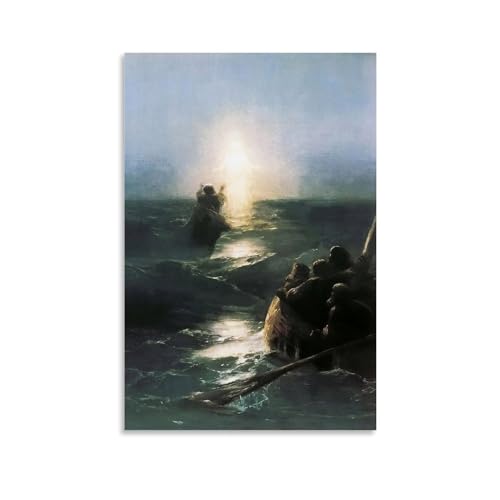 Ivan Aivazovsky Malerwerke: Jesus geht auf dem Wasser, Poster, Wandkunst, Geschenke, Schlafzimmer, Heimdekoration, hängendes Bild, Leinwandbild, 60 x 90 cm von WurBu
