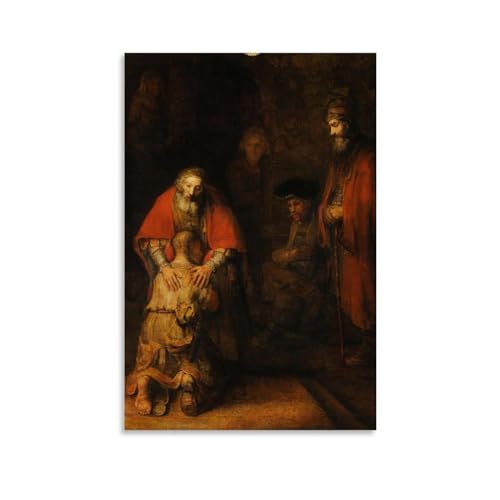 Rembrandt Van Rijn Malerwerke, Motiv: Die Rückkehr des verlorenen Sohnes, gedruckte Poster, Wandkunst, Gemälde, Leinwanddrucke, Kunstwerke, Schlafzimmer, Wohnzimmer, Dekoration, 40 x 60 cm von WurBu
