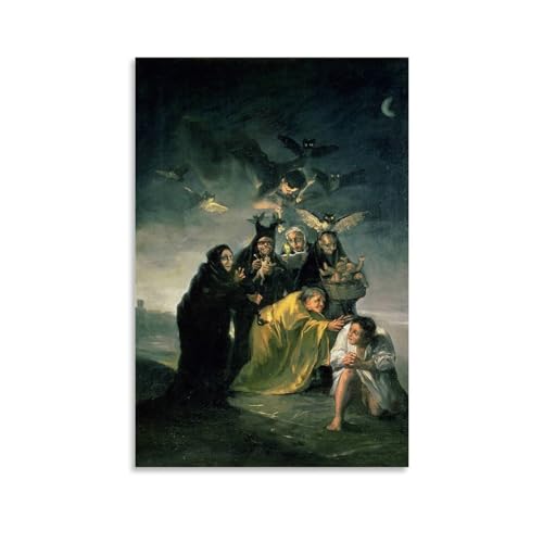 WurBu Francisco De Goya Painter Works《Witches' Sabbath》Bedruckte Poster, coole Kunstwerke, Malerei, Wandkunst, Leinwanddrucke, hängendes Bild, Heimdekoration, Geschenkidee, 30 x 45 cm von WurBu