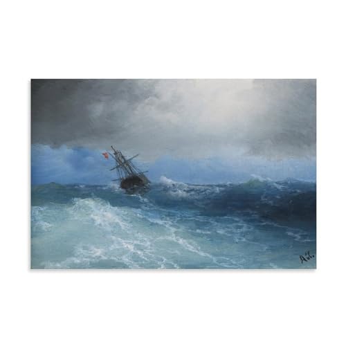 WurBu Ivan Aivazovsky Malerwerke, "Gathering Storm" (1899), Poster, Leinwand, Wandkunstdrucke, Geschenke, Foto, Bild, Gemälde, Raumdekoration, Heimdekoration, 50 x 75 cm von WurBu