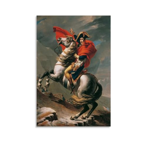 WurBu Jacques Louis David Painter Artwork【Napoleon Crossing The Alps By】 Bedruckte Poster Wandkunst Bild Malerei Leinwand Drucke Kunstwerke Schlafzimmer Wohnzimmer Dekor 30 x 45 cm von WurBu