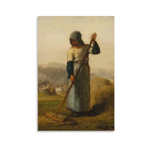 WurBu Jean Francois Millet Painter Works《Woman with A Rake》Bedruckte Poster, Wandkunst, Leinwandbild, Wohnzimmer, Dekoration, Zuhause, 20 x 30 cm von WurBu