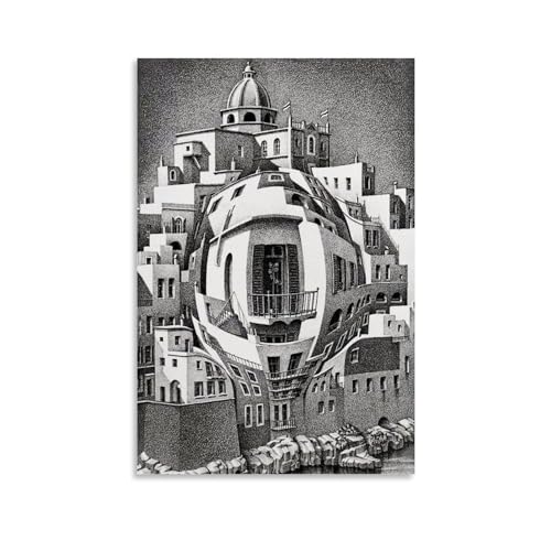 WurBu M.C. Escher Painter Artwork 【Balkon】 Bedruckte Poster, Kunstwerke, Leinwand, Raum, ästhetische Wandkunstdrucke, Heimdekoration, Geschenke, 20 x 30 cm von WurBu