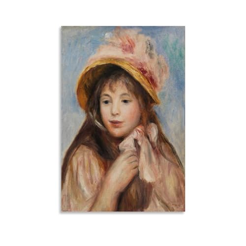 WurBu Pierre-Auguste Renoir Malerwerke, Mädchen mit rosa Motorhaube, gedrucktes Poster, Wandkunst, Gemälde, Leinwand-Kunstwerke, Geschenkidee, Raum, ästhetisch, 20 x 30 cm von WurBu