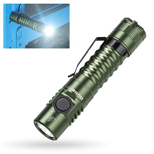 Wurkkos FC11 MINI LED Taschenlampe Aufladbar 3000mAh power，1300Lumen Langstrecken Taschenlampen USBC，Taktische Taschenlampe Mit IP67 Magnet Flashlight für Outdoor Notfall Camping，CRI 90 Grün 4000K von Wurkkos