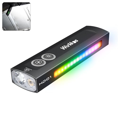 Wurkkos HD01 LED Taschenlampe wiederaufladbar, grünerlicht, Hauptled für Weißlicht mit RGB Seitenlicht, 1200 Lumen tragbare Taschenlampen mit magnetische, drei Lichtquellen, Arbeitslicht für Reparatur von Wurkkos