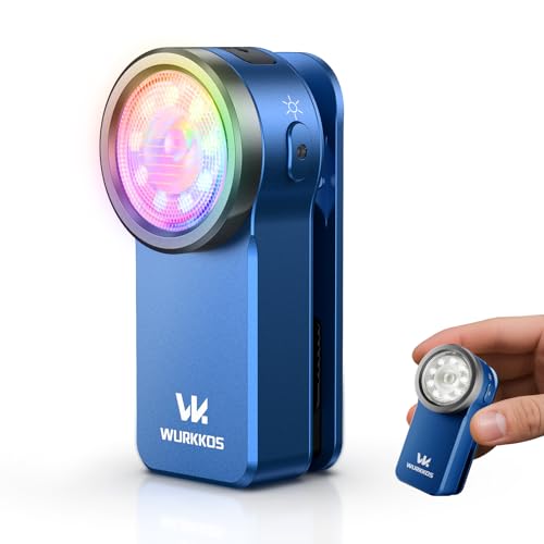 Wurkkos HD03 Mini LED Taschenlampe mit Flutlicht, fokussiertes Licht und RGB,680 Lumen Superhelle Kleine Clip Lampe, Typ-C Aufladbar Taschenlampe, IPX6 Blinklicht für den Alltag Camping Notfall -Blue von Wurkkos