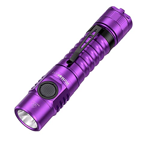 Wurkkos Mini FC11 Lila LED-Taschenlampe, 1300 Lumen Taschenlampe USB C wiederaufladbar mit 90 CRI, stufenlose Helligkeitseinstellung, Magnet am Lampensockel, Memory-Funktion, (5000 K) von Wurkkos
