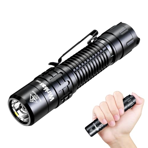 Wurkkos TD02 Led Taktische Taschenlampe, Extrem Hell 2000 Lumen USB C Aufladbar Taschenlampen, IP68 Wasserdicht mit 6 Modi Handheld klein Taschenlampe für Outdoor- und Indooraktivitäten von Wurkkos