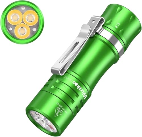 Wurkkos TS10 V2 Mini Taschenlampe LED, 1400 Lumen Klein Taschenlampen Led mit RGB Auxiliary,Max Throw 130M USB-C Wiederaufladbare Outdoor Taschenlampe,mit BLF Anduril 2.0 UI (Grün-6K) von Wurkkos