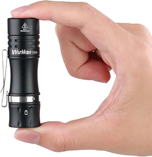 Wurkkos TS10 V2 Mini Taschenlampe LED, 1400 Lumen Klein Taschenlampen Led mit RGB Auxiliary,Max Throw 130M USB-C Wiederaufladbare Outdoor Taschenlampe,mit BLF Anduril 2.0 UI (Schwarz-6K) von Wurkkos