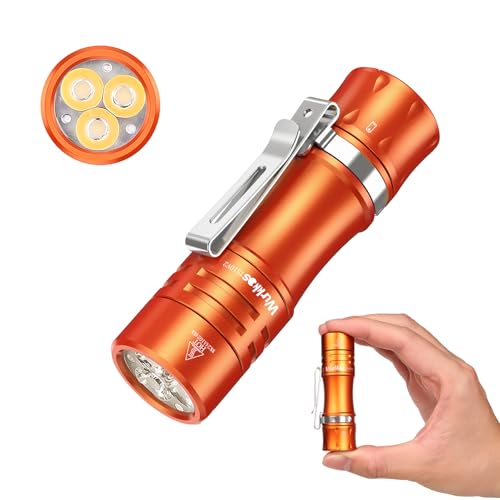 Wurkkos TS10 V2 Mini Taschenlampe LED, 1400 Lumen Klein Taschenlampen Led mit RGB Auxiliary,Max Throw 130M ip68 wasserdicht Outdoor Taschenlampe,mit BLF Anduril 2.0 UI (Orange-6K) von Wurkkos