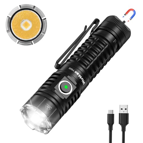 Wurkkos TS22 LED Taschenlampe Extrem Hell, 4800 Lumen Taschenlampe Aufladbar XHP70.3, IPX68 Wasserdichte Taktische Taschenlampen with 6 Modi für Camping, Outdoor, Notfälle, CRI90 [Energieklasse A+++] von Wurkkos