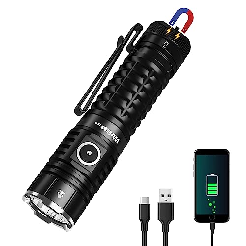 Wurkkos TS22 XHP70.2 LED Taschenlampe Extrem Hell, 4500 Lumen USB C Aufladbar Taschenlampe mit Magnet Multifunktions Arbeitsleuchte, IPX8 Wasserdichte Taschenlampen für Camping, Outdoor, Notfälle von Wurkkos
