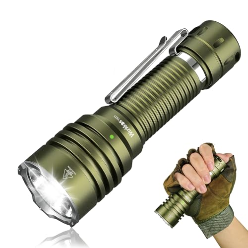 Wurkkos TS23 Led Taschenlampe Aufladbar, 5000 Lumen Extrem Hell Taktische Taschenlampen, 482 Meter Reichweite, IP68 Wasserdicht, Stroboskop-Funktion, für Polizei Strafverfolgung, Notfallrettung von Wurkkos