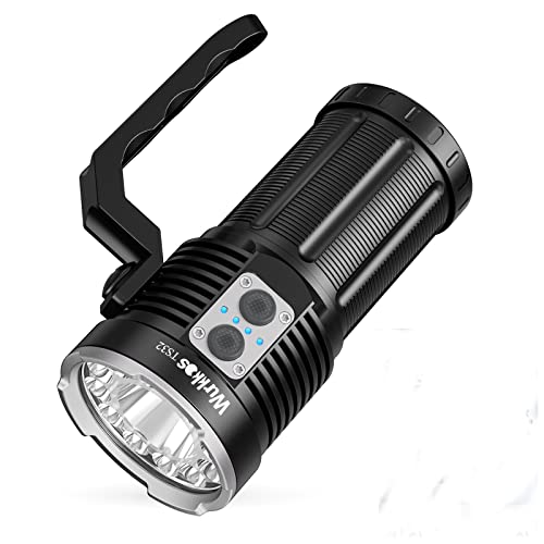 Wurkkos TS32 LED Taschenlampe Super Hell, 13,000 Lumen Taschenlampe USB-C Wiederaufladbar, mit 12 * 519A + 1* SFT40 LED, 3 * 5000mAh Power, mit Dual-Schalter und Power-Anzeige für Outdoor von Wurkkos